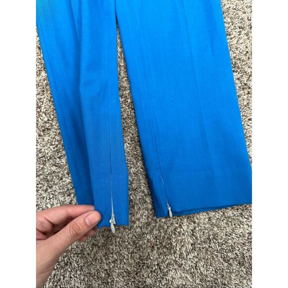 Diane Von Furstenberg Blue Gian Wool Blend Slim Skinny Trouser Pant Zip Ankles 6 - Picture 12 of 14